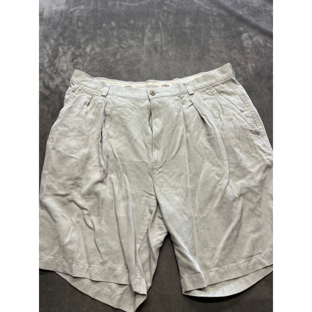 Tommy Bahama Mens Relax 100‎ Silk Pleated Casual Shorts Size 38 Beige